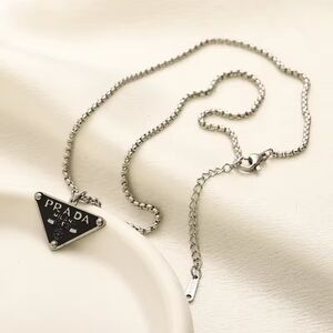Silver Necklace with Black Triangle Pendant